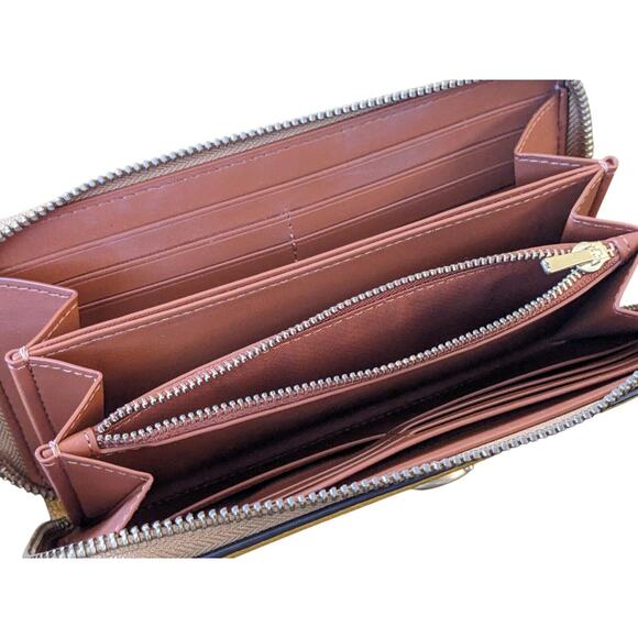 Coach Buttercup Accordion Phone Wallet Polished Pebble Leather Zip Up CC489 New - Picture 15 of 16